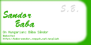 sandor baba business card